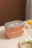 Vagonlife Bento Lunch Box Ofis-Okul İçin Yeni Nesil Sefer Tası Çift Kat 4 bölme Paslanmaz Çelik F494
