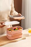 Vagonlife Bento Lunch Box Ofis-Okul İçin Yeni Nesil Sefer Tası Çift Kat 4 bölme Paslanmaz Çelik F494