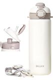 DILLER 700ml Tek Kapak Çift Kullanım Pipetli/Pipetsiz Askılı Çelik Su Matarası  6 saat sıcak/soğuk
