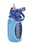 Vagonlife Kılıflı ((Telefon Koyma Yeri)) Taşıma Askılı 1500 ml Pipetli/Pipetsiz Kullanım Su Matarası