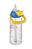 Uzspace 730ml Tritan Tek Kapak Çift Kullanım Pipetli/Pipetsiz Askı Aparatlı Tritan Çocuk Su Matarası