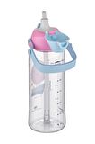 Uzspace 730ml Tritan Tek Kapak Çift Kullanım Pipetli/Pipetsiz Askı Aparatlı Tritan Çocuk Su Matarası