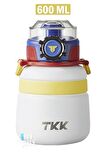 TKK 600 ML Çelik Su Matarası Çift Kullanım Pipetli/Rahat İçim 12 Saat Sıcak/24 Saat Soğuk Termos -2029-600ml