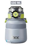 TKK 600 ML Çelik Su Matarası Çift Kullanım Pipetli/Rahat İçim 12 Saat Sıcak/24 Saat Soğuk Termos -2029-600ml