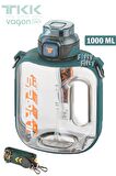 TKK 1000 ML Çift Kullanım Pipetli/Rahat içim Bpa İçermeyen Askılı Tritan Su Matarası FFTKK1022-1000
