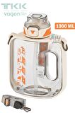 TKK 1000 ML Çift Kullanım Pipetli/Rahat içim Bpa İçermeyen Askılı Tritan Su Matarası FFTKK1022-1000