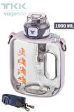 TKK 1000 ML Çift Kullanım Pipetli/Rahat içim Bpa İçermeyen Askılı Tritan Su Matarası FFTKK1022-1000