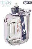 TKK 1600 ML Çift Kullanım Pipetli/Rahat içim Bpa İçermeyen Askılı Tritan Su Matarası FFTKK1022-1600