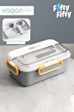 Vagonlife Tek Kat Çift Bölme Bento Lunch Box Ofis-Okul İçin Yeni Nesil Sefer Tası Paslanmaz Çelik 588