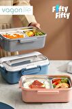 Vagonlife Tek Kat Çift Bölme Bento Lunch Box Ofis-Okul İçin Yeni Nesil Sefer Tası Paslanmaz Çelik 588
