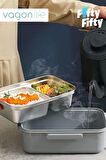 Vagonlife Tek Kat Çift Bölme Bento Lunch Box Ofis-Okul İçin Yeni Nesil Sefer Tası Paslanmaz Çelik 588
