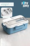 Vagonlife Tek Kat Çift Bölme Bento Lunch Box Ofis-Okul İçin Yeni Nesil Sefer Tası Paslanmaz Çelik 588