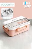 Vagonlife Tek Kat Çift Bölme Bento Lunch Box Ofis-Okul İçin Yeni Nesil Sefer Tası Paslanmaz Çelik 588