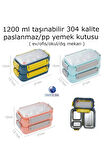 Bento Lunch Box Ofis-Okul İçin Yeni Nesil Sefer Tası Tek Kat 3 Bölme Çatal Ve Kaşıklı -Pas