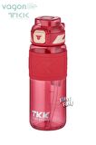 TKK 600 ML Çift Kullanım Pipetli/Rahat içim Bpa İçermeyen Taşıma Askılı Tritan Su Matarası FFTKK1019-600