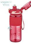 TKK 600 ML Çift Kullanım Pipetli/Rahat içim Bpa İçermeyen Taşıma Askılı Tritan Su Matarası FFTKK1019-600