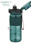 TKK 600 ML Çift Kullanım Pipetli/Rahat içim Bpa İçermeyen Taşıma Askılı Tritan Su Matarası FFTKK1019-600
