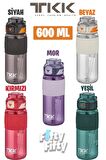 TKK 600 ML Çift Kullanım Pipetli/Rahat içim Bpa İçermeyen Taşıma Askılı Tritan Su Matarası FFTKK1019-600