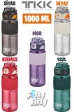 TKK 1000 ML Çift Kullanım Pipetli/Rahat içim Bpa İçermeyen Taşıma Askılı Tritan Su Matarası FFTKK1020-1000