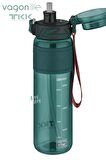 TKK 1000 ML Çift Kullanım Pipetli/Rahat içim Bpa İçermeyen Taşıma Askılı Tritan Su Matarası FFTKK1020-1000