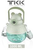 TKK VVA1000 ML Çift Kullanım Pipetli/Rahat içim Bpa İçermeyen Taşıma Ve Boyun Askılı Tritan Su Matarası FFTKK1003-1000ML