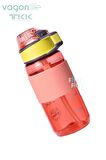TKK 500 ML Kalın Isırılamaz Pipetli Bpa İçermeyen Taşıma Kulplu Tritan Su Matarası FFTKK1003-500ML