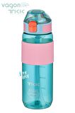 TKK 700 ML Kalın Isırılamaz Pipetli Bpa İçermeyen Taşıma Kulplu Tritan Su Matarası FFTKK1003-700ML