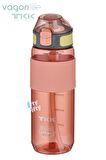 TKK 700 ML Kalın Isırılamaz Pipetli Bpa İçermeyen Taşıma Kulplu Tritan Su Matarası FFTKK1003-700ML