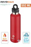 Revomax 592 ML Büyük Kapasiteli Özel Kapak Sistemli 18saat Sıcak/36 Saat Soğuk  Çelik Termos -592ML 