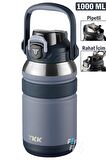 TKK 1000 ML Profesyonel Kamp Matarası/Çelik Termos Çift Kullanım Pipetli/Rahat İçim 12/24 Yalıtım -20311000