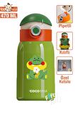 CocoSmile Özel Kutulu Kılıflı 470 ML Pipetli Çelik Termos -Boyun Askılı- 4 Farklı Model  csKılıflı