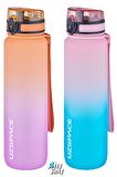 Uzspace 2'li Tritan Matara Seti 1000ml BÜYÜK BOY Çift Renk Softtouch FF Collection Tritan Su Matarası