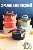 Vagonlife 1600 ML İki Kat Yuvarlak Paslanmaz Çelik Bento Lunch Box Yeni Nesil Sefer Tası-ÇatallıKaşık-397