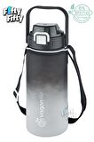Vagonlife Tritan 1500ml Askılı-Pipetli/Pipetsiz Kullanım Çift Renk SoftTouch Motivasyon Matarası Çıkartma Hediyeli