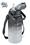 Vagonlife Tritan 1500ml Askılı-Pipetli/Pipetsiz Kullanım Çift Renk SoftTouch Motivasyon Matarası Çıkartma Hediyeli