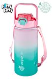 Vagonlife Tritan 1500ml Askılı-Pipetli/Pipetsiz Kullanım Çift Renk SoftTouch Motivasyon Matarası Çıkartma Hediyeli
