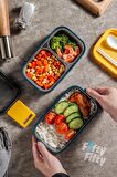 Vagonlife 1400 ML İki Kat Üç Bölme Paslanmaz Çelik Bento Lunch Box Yeni Nesil Sefer Tası -Çatal/Kaşıklı Model-ffbl50002
