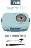 Vagonlife 1100 ML Çorba Kaseli-Metal Kaşıklı Paslanmaz Çelik Bento Lunch Box Yeni Nesil Sefer Tası-ffbl70100