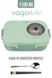 Vagonlife 1100 ML Çorba Kaseli-Metal Kaşıklı Paslanmaz Çelik Bento Lunch Box Yeni Nesil Sefer Tası-ffbl70100