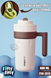 Vagonlife 600 ML LED Sıcaklık Göstergeli Akıllı Çelik Termos Kulplu -Kahve Bardağı-Mug-FFVGN2009
