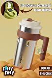 Vagonlife 600 ML LED Sıcaklık Göstergeli Akıllı Çelik Termos Kulplu -Kahve Bardağı-Mug-FFVGN2009