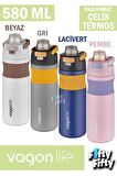 Vagonlife 580 ML Çelik Termos Pipetli/Pipetsiz(Rahat İçim) Kaydırmaz Gövde-FFVGN033580ML