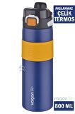 Vagonlife Çelik Termos 800 ML Büyük Boy Tek Kapak Çift Kullanım Pipetli/Rahat İçim Kaydırmaz Gövde-FFVGN032800ML