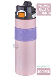 Vagonlife Çelik Termos 800 ML Büyük Boy Tek Kapak Çift Kullanım Pipetli/Rahat İçim Kaydırmaz Gövde-FFVGN032800ML