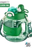 Vagonlife Tek Kapak Çift Kullanım Pipetli/Rahat İçim 1000 ML Boyun Askılı Çocuk Su Matarası-FFVGN6278-1000ML