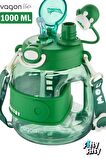 Vagonlife Tek Kapak Çift Kullanım Pipetli/Rahat İçim 1000 ML Boyun Askılı Çocuk Su Matarası-FFVGN6278-1000ML