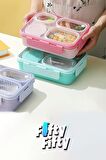 Vagonlife Lunch Box 950 ML Paslanmaz Çelik Tek Kat Dört Bölmeli Çorba Kaseli Metal Kaşıklı-FFLBOX7099