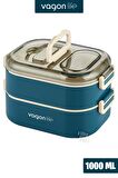 Vagonlife 1000 ML İki Kat Üç Bölme Paslanmaz Çelik Bento Lunch Box Yeni Nesil Sefer Tası-Sos Kaseli Model-FFLBOX7081