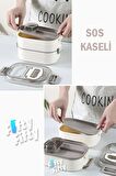 Vagonlife 1000 ML İki Kat Üç Bölme Paslanmaz Çelik Bento Lunch Box Yeni Nesil Sefer Tası-Sos Kaseli Model-FFLBOX7081