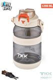 TKK 1200 ML Tek Kapak Çift Kullanım Pipetli/Rahat İçim Tritan Su Matarası-FFTKK1026-1200ML